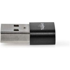 USB-A Adapter | USB 2.0 | USB-A Male | USB-C© Female | 480 Mbps | Rond | Vernikkeld | Zwart | Doos