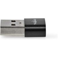 USB-A Adapter | USB 2.0 | USB-A Male | USB-C© Female | 480 Mbps | Rond | Vernikkeld | Zwart | Doos - thumbnail