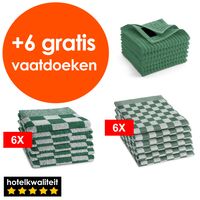 Zavelo 6x Theedoeken en 6x Keukendoeken Set + 6x GRATIS VAATDOEKJES - 6x Theedoeken - 6x Keukendoeken - Groen - thumbnail