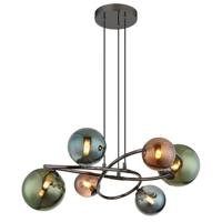 Globo Zwarte hanglampRiha gekleurd glas 6-lichts - 56142-6H