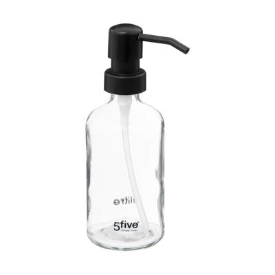 5Five Zeeppompje/dispenser - glas - transparant - 250 ml - navulbaar - toilet/keuken/badkamer