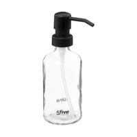 5Five Zeeppompje/dispenser - glas - transparant - 250 ml - navulbaar - toilet/keuken/badkamer
