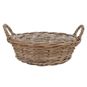 Plantenmand/aardappelmand tafelmodel - Ivy - met handvatten - rotan - B40 x H13 cm - binnen/buiten
