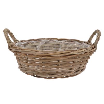 Plantenmand/aardappelmand tafelmodel - Ivy - met handvatten - rotan - B40 x H13 cm - binnen/buiten