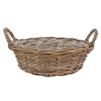 Plantenmand/aardappelmand tafelmodel - Ivy - met handvatten - rotan - B40 x H13 cm - binnen/buiten