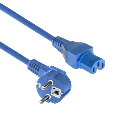 ACT AK5317 230V Stroomkabel CEE7/7 Male (Haaks)/C15 | Blauw | 2 meter