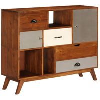 The Living Store Retro Dressoir - Massief Acaciahout - 115 x 35 x 86 cm - Donkere Honingafwerking - thumbnail