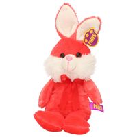 Paashaas/haas/konijn knuffel dier - zachte pluche - rood - cadeau - 32 cm - met strikje - thumbnail