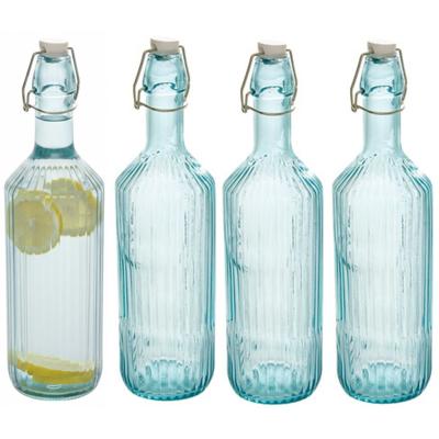 Secret de Gourmet Beugelfles / Weckfles - 4x - blauw glas - luchtdicht - 1 liter - waterfles