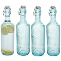 Secret de Gourmet Beugelfles / Weckfles - 4x - blauw glas - luchtdicht - 1 liter - waterfles