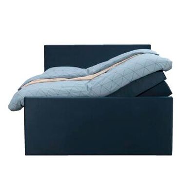 Boxspring met opbergruimte en voetbord Liv egaal - blauw - 160x200cm - Leen Bakker
