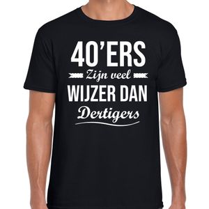 40ers zijn veel wijzer dan dertigers verjaardags t-shirt zwart voor heren