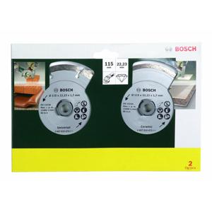 Bosch Accessoires 2 Diamantzaagbladen voor tegels en bouwmaterialen, 115 mm Ø - 2607019478