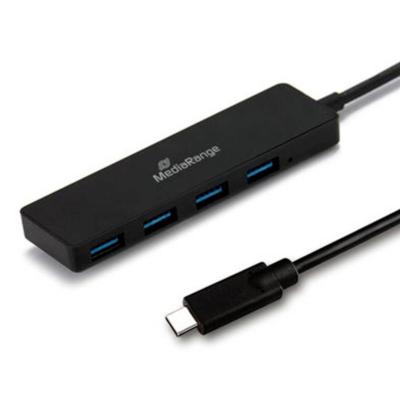 MediaRange MRCS508 USB-C (USB 3.2 Gen 2) multiport hub 4 poorten Zwart