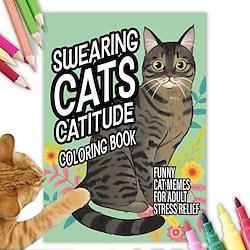 grappige kitty memes kleurboek voor volwassen ontspanning - hilarische vloekende kattenontwerpen voor stressverlichting en ontspanning - cadeau voor kattenliefhebber Lightinthebox