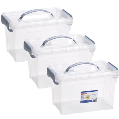 Opslagbox AZUL serie - 3x - met deksel - transparant - 5.7 liter - 28 x 20 x 17 cm - kunststof