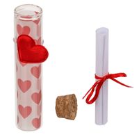 Valentijn hartjes cadeau hartjes flesje van glas met boodschap 11 cm - thumbnail