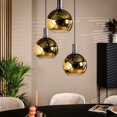 BASE Hanglamp 'Mirel' 3-lamps, kleur Goud