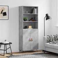 Hoge kast 69,5x34x180 cm bewerkt hout betongrijs