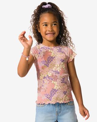 HEMA Kinder T-shirt jersey bloemen oudroze (oudroze)