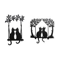 Decoratieve figuren Home ESPRIT Zwart Katten Shabby Chic 43 X 1 X 70 CM (2 Stuks)