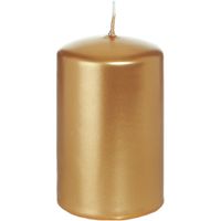1x Gouden cilinderkaars/stompkaars 5 x 8 cm 18 branduren   -