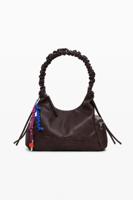 Middelgrote tas met 3D-logo en geplooide handgreep - BROWN - U Middelgrote tas met 3D-logo en geplooide handgreep - BROWN - U