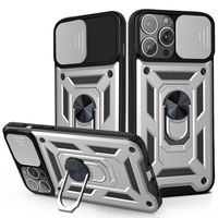 iPhone 12 Pro hoesje - Backcover - Rugged Armor - Camerabescherming - Extra valbescherming - TPU - Zilver