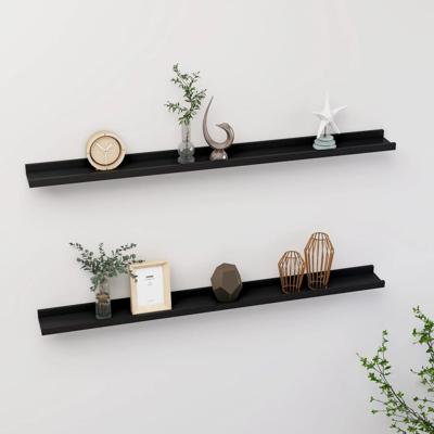 Wandschappen 2 st 100x9x3 cm zwart
