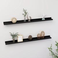 Wandschappen 2 st 100x9x3 cm zwart - thumbnail