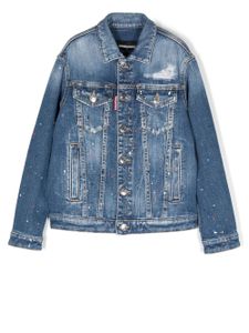 DSQUARED2 KIDS veste en jean à effet taches de peinture - Bleu