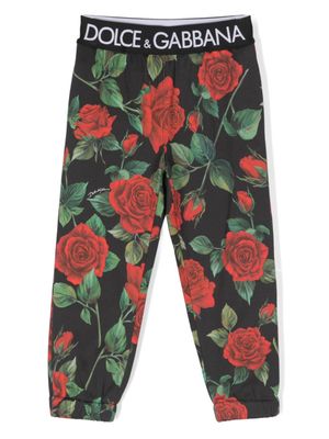 Dolce & Gabbana Kids pantalon à fleurs - Noir