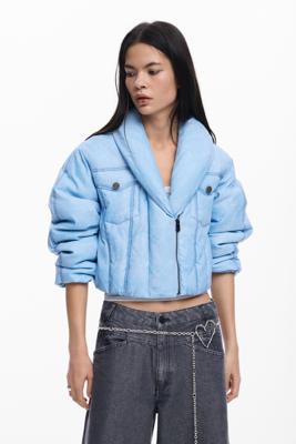 Gewatteerde cropped jas - BLUE - XL