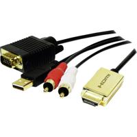 LogiLink CV0052A Adapter [1x HDMI-stekker - 1x VGA-stekker, Cinch-stekker] Goud, Zwart 2.00 m