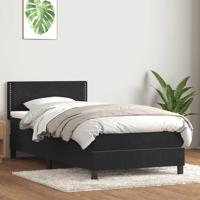 Boxspring met matras fluweel zwart 90x210 cm