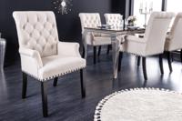 Design Stoel CASTLE beige zwart Getextureerde stof Armleuningen Houten poten - 43216