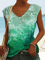 Wonderful ocean gradient loose top T-shirt - thumbnail