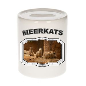 Dieren stokstaartje spaarpot - meerkats/ stokstaartjes spaarpotten kinderen 9 cm