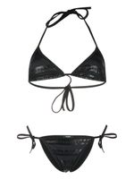 Balmain bikini à logo imprimé - Noir