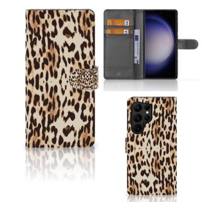 Samsung Galaxy S23 Ultra | Telefoonhoesje | Met pasjeshouder | Leopard