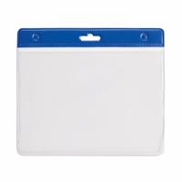 Multipack van 10x stuks Badgehouders - blauw - 11,5 x 9,5 cm - voor aan een lanyard of keycord