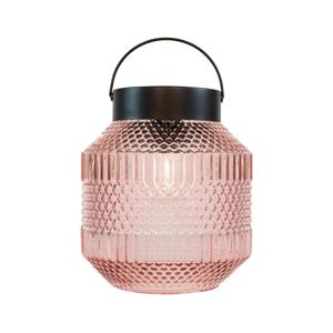 Tuin lantaarn Julia - Solar - zwart/roze - D16 x H16 cm - LED buitenverlichting