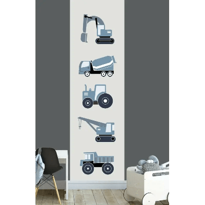 Designed4Kids behangbaan voertuigen wit jeansblauw