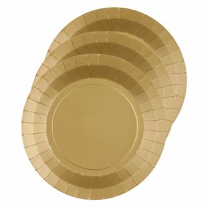 30x stuks feest bordjes goud - karton - 22 cm - rond