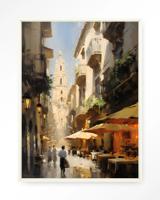 Urban Cotton Wandkleed 'Barcelona' 110 x 145cm in Floating Frame - off white
