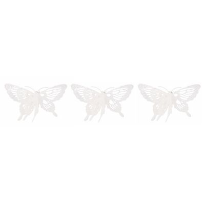 3x Kerst decoratie vlinders wit 15 x 11 cm