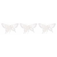 3x Kerst decoratie vlinders wit 15 x 11 cm - thumbnail