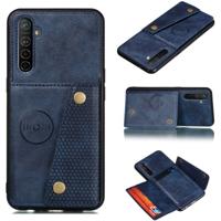 Voor OPPO Realme XT schokbestendige magnetische PU + TPU beschermhoes met kaartsleuven (blauw)