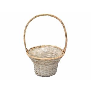 Mand voor rozenblaadjes - bruin - D35 x H56 cm - rotan - gevlochten riet - Bruidsmeisje