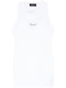 DSQUARED2 robe courte à logo strassé - Blanc